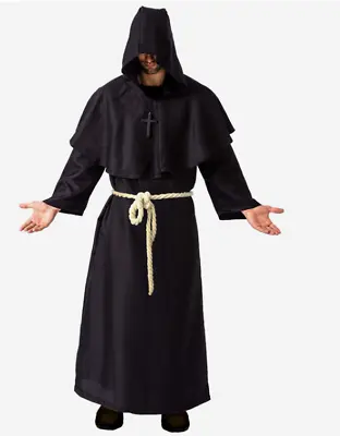 Adult Medieval Monk Cloak Renaissance Priest Robe -Halloween Dress Up Coseplay • $19.50