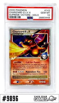 NM-Mint Charizard [G] LV.X - 143/147 Holo Rare - PSA 10 - #9896 Pokemon Supreme  • $3900.59