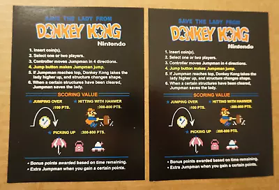 Donkey Kong By Nintendo Instruction Sheet Set Of 2 Arcade Game NEW Cocktail Game • $19.99