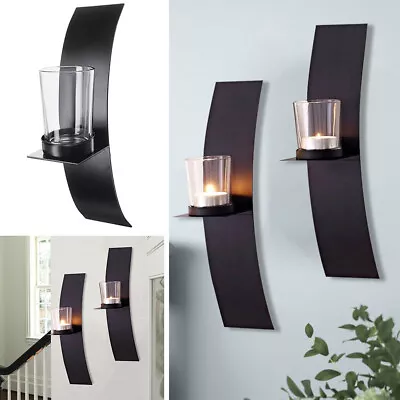 Set Of 2  Wall Tea Light Candle Holders Metal Candlestick Stand Home Decorations • £9.95