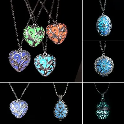 $2.04 • Buy Luminous Steampunk Magic Fairy Locket Heart Glow In The Dark Pendant Necklace