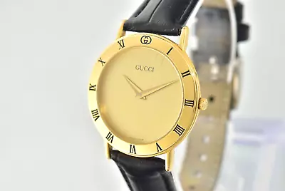 New Battery [Exc+5] Vintage GUCCI 3000.2.M Gold Dial Men's Quartz Watch • $169.99