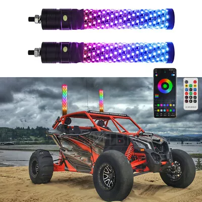 2X 1ft Fat RGB LED Whip Spiral Light For UTV ATV Can-Am Maverick X3 Accessories • $129.19