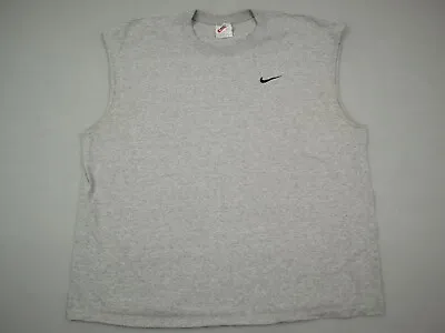 Vintage Nike Shirt Men XL Grey Sleeveless Muscle Tee Crew Neck Embroidery Logo • $14.99