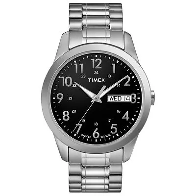 Timex T2M932 Men's Silvertone Expansion Band Watch Indiglo Day/Date NEW • $46.90