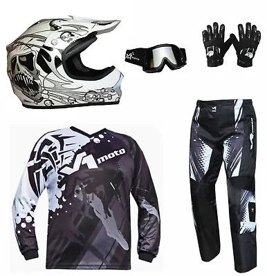 KIDS HELMET MOTOCROSS PANTS GLOVES JERSEY GOGGLES MX Dirt Bike Gear Junior Youth • $167.96