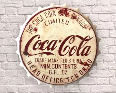 40cm Coca Cola Bar Retro Wall Display Sign Metal Bottle Top Coke Cream Vintage • £12.25