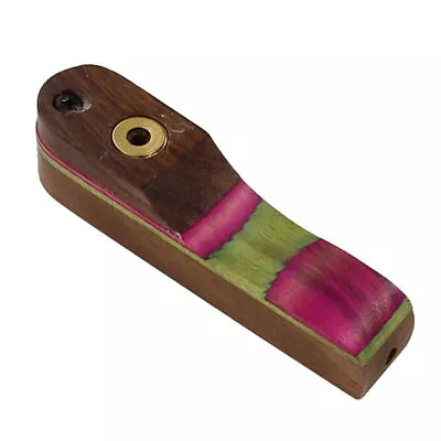 Hand-Carved Wooden Swivel-Top Pocket Pipe - Compact & Colorful Mini Smoking Pipe • $11.99