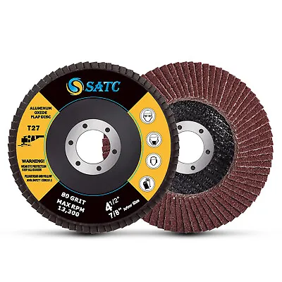50Pack 4.5 X7/8  A/O Flap Disc 80 Grit 4-1/2 Sanding Grinding Grinder Wheels T27 • $43.99