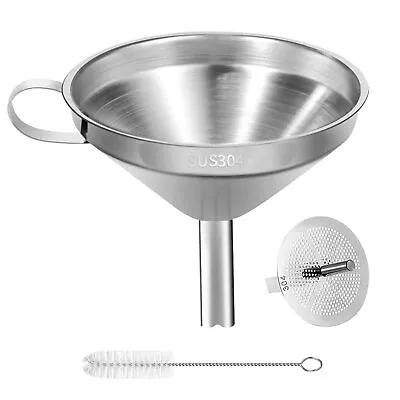 Stainless Steel Kitchen Funnel 4.3-Inch Food Grade Metal Funnel With Strainer • $12.33