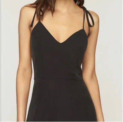 NWT Milly Black Washed Silk Bella Dress Tie Straps - Size 0 • $25