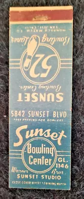 Vintage Match Book Cover 1940s 50s Sunset Bowling Center Warner Brothers Studio • $4.99