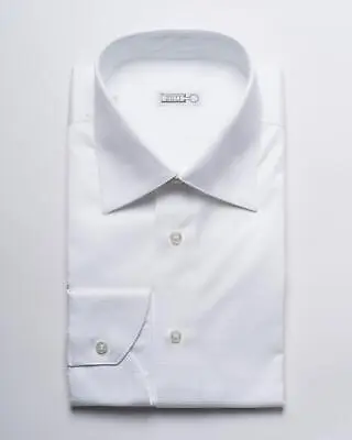 Zilli $1250 NWT White Fancy Weave Roma Tailored Fit Dress Shirt (47 Eu) 18.5 US • $318.16