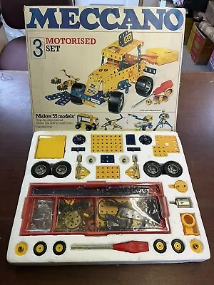 Vintage Meccano Motorised  Set 3 1978 100% Complete In Box With Manuals • £57.50