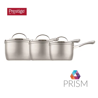 £54.99 • Buy Prestige 3 Piece Saucepan Set 14/16/18cm Silver Induction Hob Pan Set