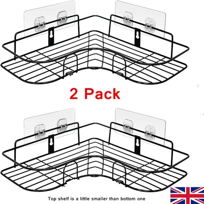 £4.73 • Buy 2Pcs Corner Shower Shelf Bathroom Rack Wall Storage Organiser Basket Tidy Shelf