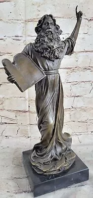 Real Bronze Moses Holding The Ten Commandments Statue Sculpture Figurine Deal • $209.50