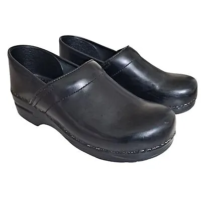 DANSKO Professional Black Leather Slip On Nursing Work Clog Shoes Size 40/ 9.5 • $25