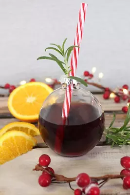 Bauble Christmas Drinking Glass With Straw • £4.99