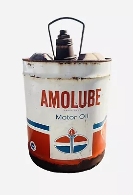 Amoco Amolube Motor Oil Can Five 5 Gallon Metal Handle Advertising • $45
