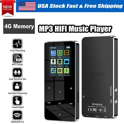 Bluetooth MP3 Player 1.8  Touch Screen 4G RAM Recording FM HIFI Music Earphone • $11.33