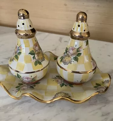 1983 MacKenzie Childs Victoria & Richard Lemon Curd Salt & Pepper Shakers + Tray • $295