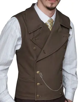 Men Suit Vest Lapel Neck Waistcoat Formal Double-breasted Business Slim Fit Vest • $58.98