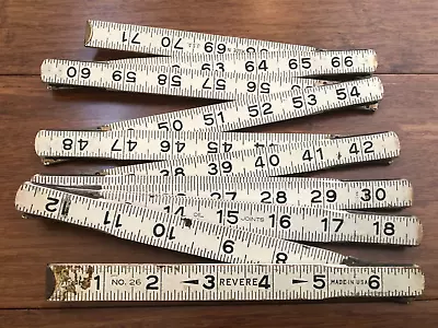 Vintage REVERE Wooden Ruler No. 26 Folding Made In The USA  6 Ft  - 72    White • $10