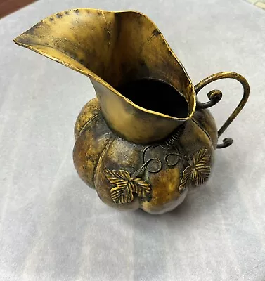 Vintage Metal Harvest Pitcher Distressed Patina Rustic Handled Farmhouse Decor • $30