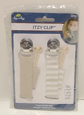 SEALED Itzy Ritzy Pacifier Clip Unisex Tan Fabric 2pk • $14.73