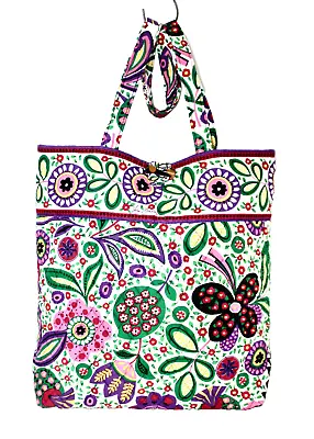 VERA BRADLEY Medium Vera Toggle Tote Viva Ls Vera White Green Purple Floral • $29.60