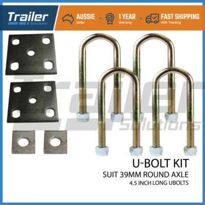 $35.84 • Buy U BOLT KIT 39MM ROUND X 4.5  UBOLTS FISH PLATES AXLE PADS TRAILER CARAVAN PARTS