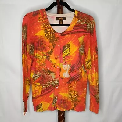 Victor By Victor Alfaro Women's Size M Cardigan Sweater Multicolor Button Up LS • $19.85