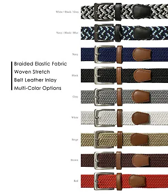 7001G Men's Stretch Belt Braided Elastic Casual Woven Canvas Fabric Belt 1-3/8  • $9.95