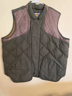 VTG Eddie Bauer 1936 Skyliner Hunting Model Mens XXL Green Leather Trim Vest 2XL • $99.99