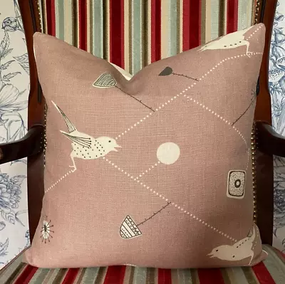 Vanessa Arbuthnott *DAWN CHORUS* Linen Cushion Cover Dusky Pink  40cm (16 ) BN • £20