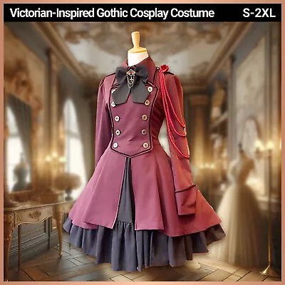 Medieval Renaissance Costume Gothic Ruffled Dress Bow Lolita Cosplay Halloween • $41.53