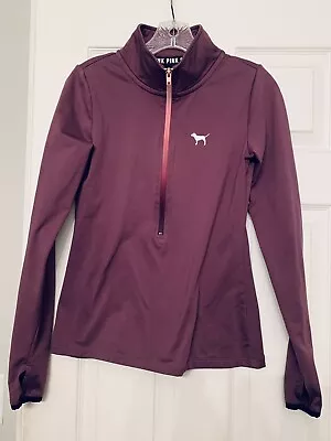 Victoria Secret PINK Ultimate Half Zip Pullover Purple ATHLETIC SHIRT Size Small • $15