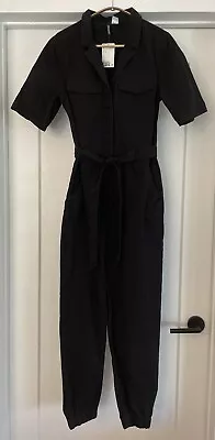 Women’s NWT H&M Divided Black Short Sleeve Jumpsuit W/Jogger Pant Legs Size S • $17.59