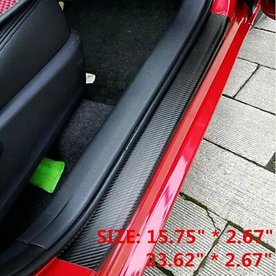 Car Stickers Parts Accessories Carbon Fiber Door Sill Protector Scuff Plate Trim • $17.99