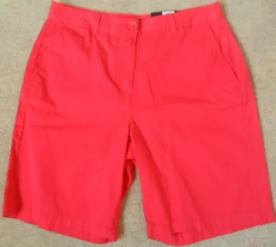 M &s Hot Pink Pure Cotton On Waist Rise Lightweight Tailored Shorts Size 10 • £7.99