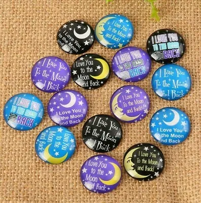 10 I LOVE YOU TO THE MOON AND BACK Round Glass Domed Cabochons 20mm Diameter • £3.50