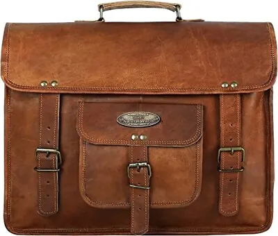 18  Large Men's Vintage Class Leather Messenger Shoulder Laptop Briefcase Bag • $50.76