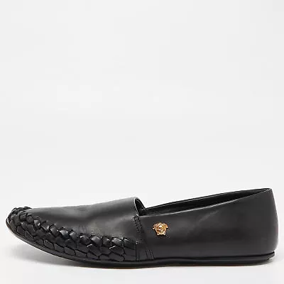 Versace Black Leather Medusa Slip On Loafers Size 42 • $181.65