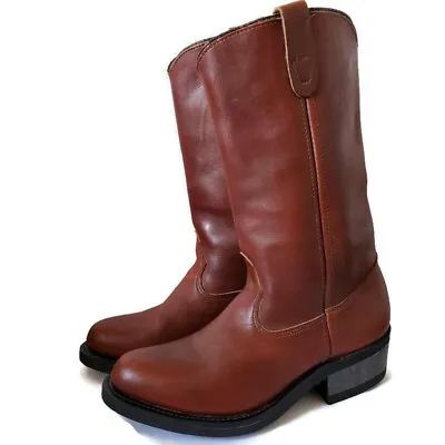 Sonora Double-H West Vintage Brown Leather Work Cowboy Boots Mens Sz 7 D US • $79.99