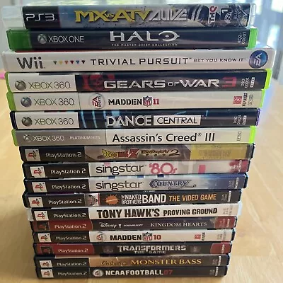 Lot Of 17 Video Games PlayStation 2 PS3 Xbox 360 One Wii Ps2 Tony Hawk NCAA Halo • $5