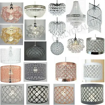 Modern Chandelier Acrylic Crystal Light Shades Droplet Ceiling Pendant Lampshade • £18.90