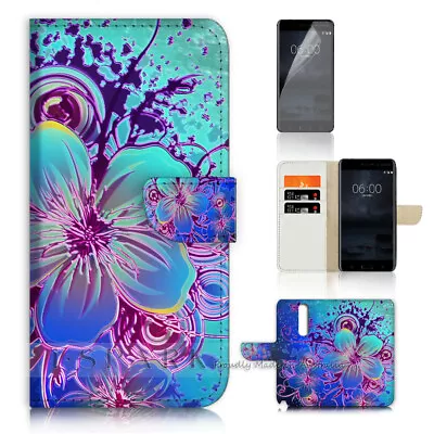 ( For Oppo A9 2020 ) Wallet Flip Case Cover AJ40447 Abstract Flower • $12.99