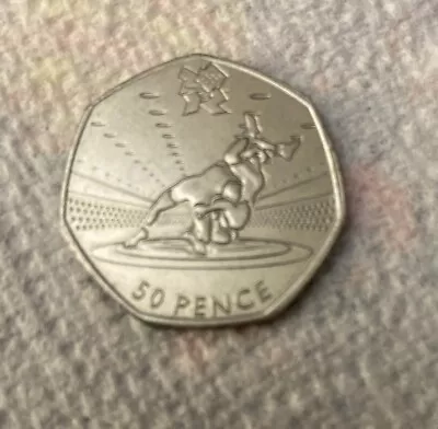 London Olympics 2012 Wrestling Fifty 50p Coin Minted 2011 Circulated Rare • £6.50
