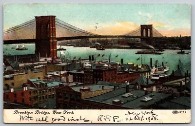 Brooklyn Bridge   New York City  Postcard  1908 • $5.10